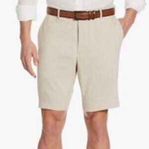 Perry Ellis Flat Front Cotton Shorts 4 pockets  size 38 Beige
